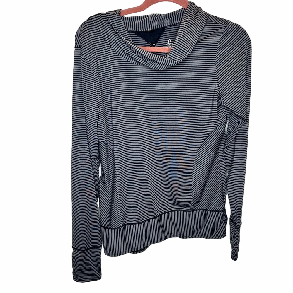 Prana Striped Black & White Long Sleeve Top Size Medium